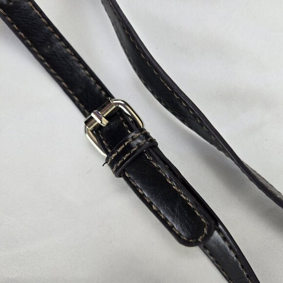 Nine West Black Foldover Crossbody Bag Adustable Long Strap Faux Leather - Picture 3 of 16